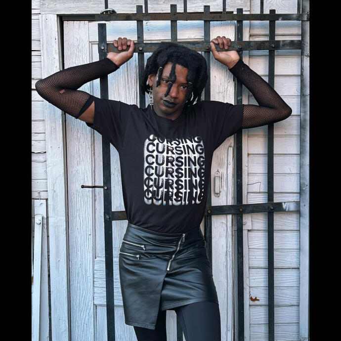 Jalen modeling a size L